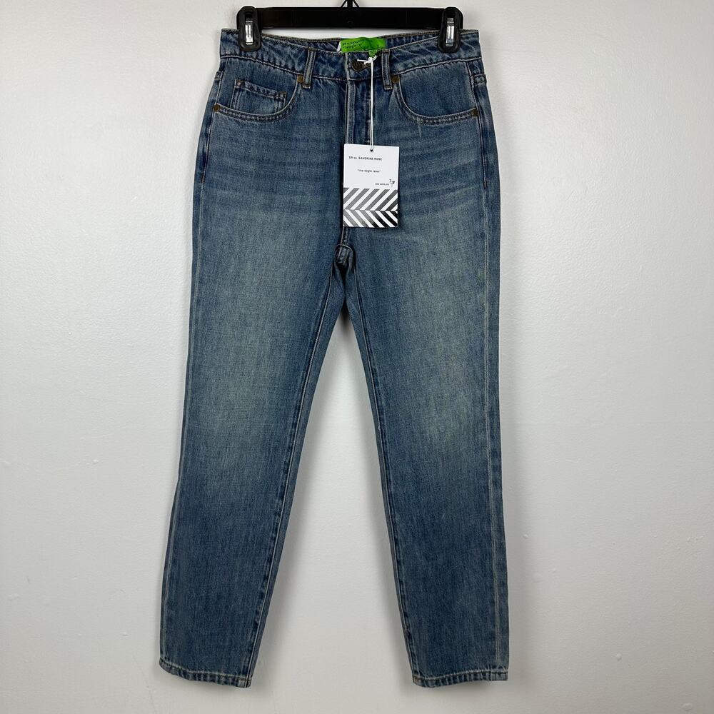 NWT Sandrine Rose x Free People Womens Straight Leg Medium Indigo Blue Jeans 25